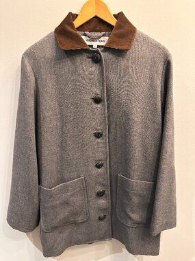 Veronica Beard "Freya" Dickey Barn Coat in Medium Heather Grey